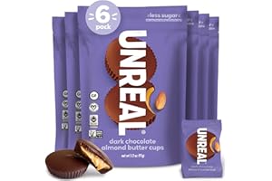 UNREAL Dark Chocolate Almond Butter Cups | Vegan, Gluten Free, Less Sugar | 3.2 Ounce (Pack of 6)