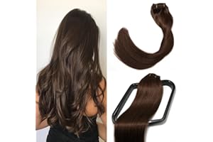 Dark Brown Clip in Hair Extensions Real Human Hair 70G 100% Remy Human Hair Clip in Extensions Straight 7pcs 16clips for Wome