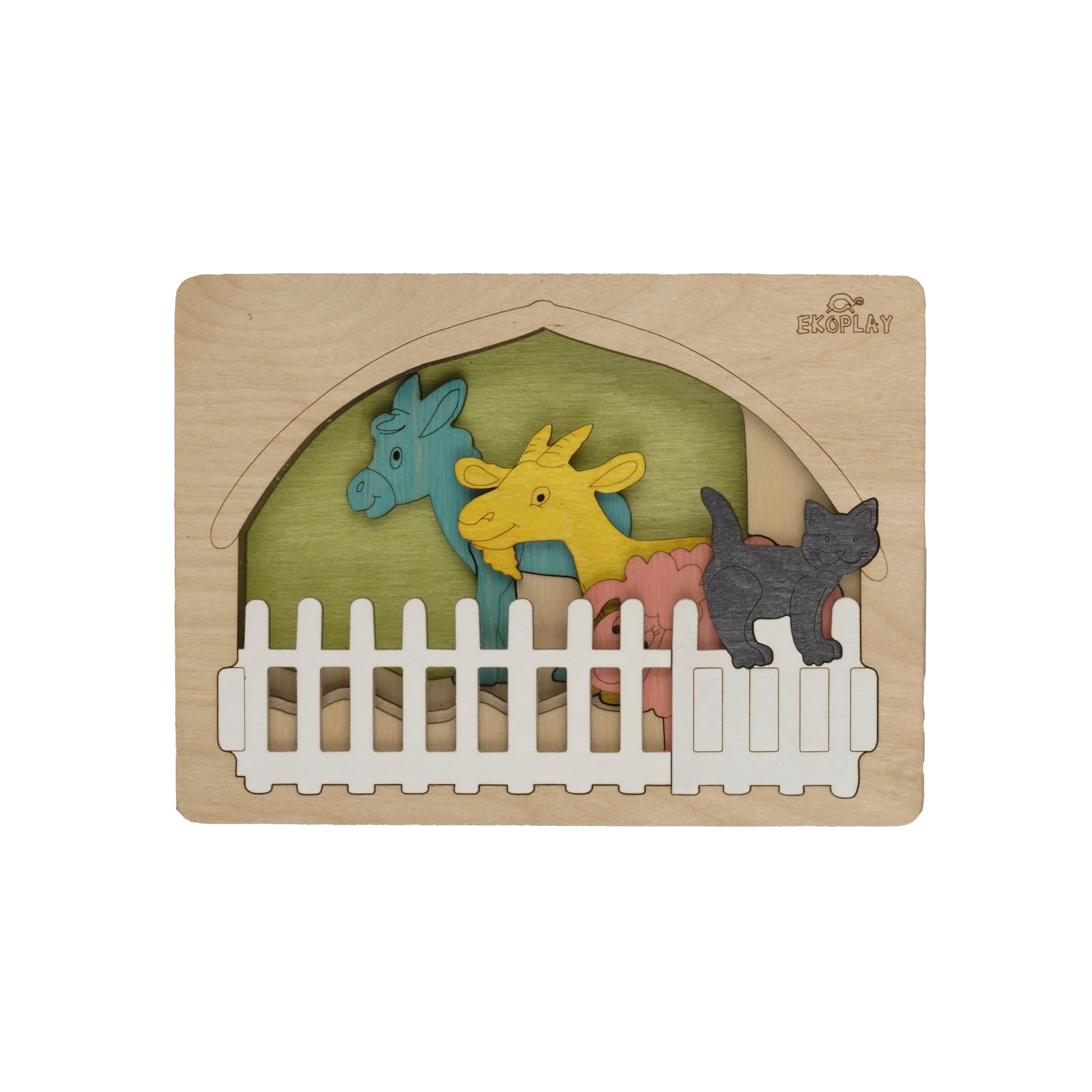 Farm Animals Multilayered Wooden Puzzles for Kids | 6 Piece Jigsaw Puzzle for Preschool Kids | Learning Educational Toys Gifts for Boys Girls 3+ Years — image 1