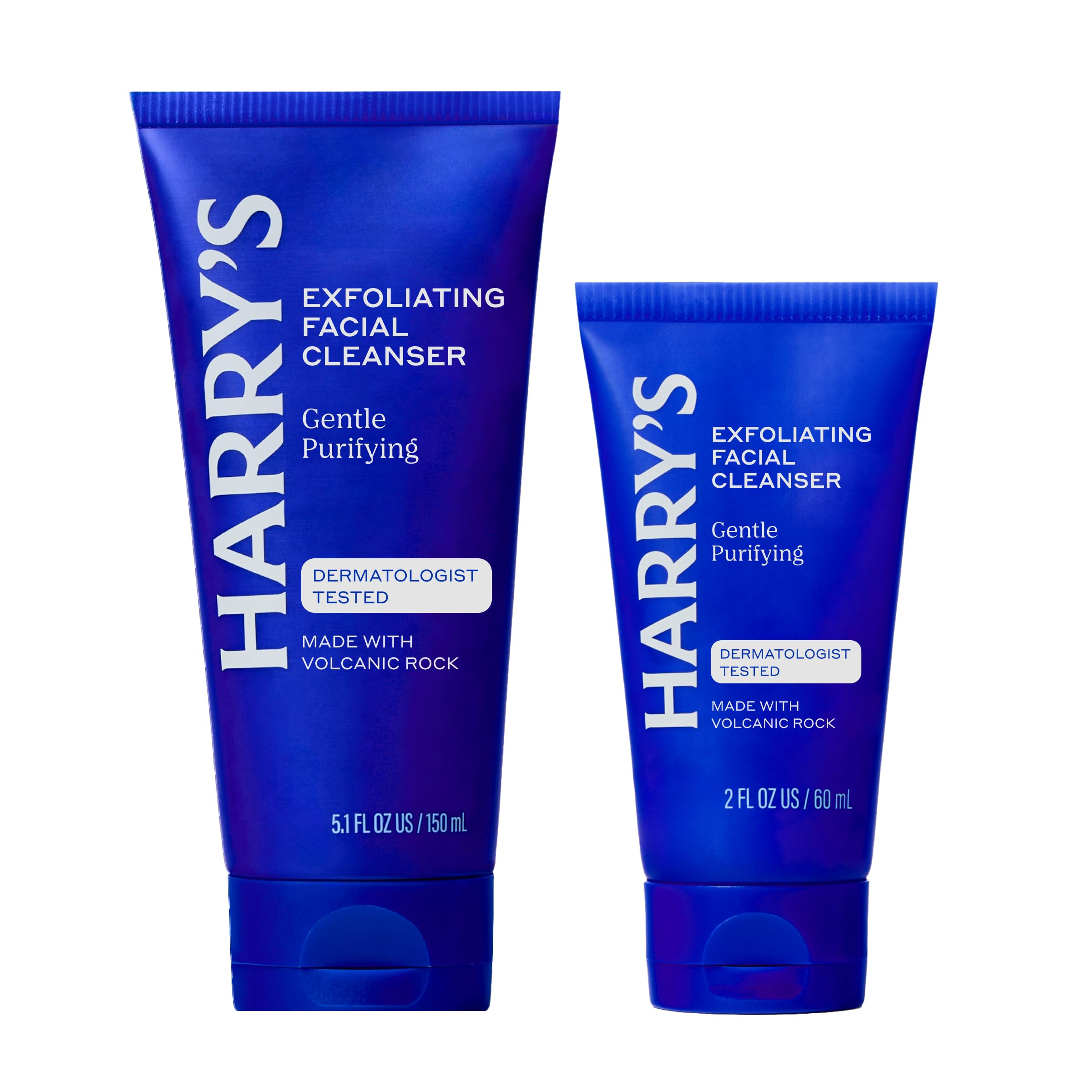 Photo 1 of ***PACK OF TWO SHAVE CREAM** Harry's Exfoliating Face Wash for Men, Gentle Facial Skin Care Products with Volcanic Rock Exfoliant, 7.1 Fl. Oz, Home and Trial and Travel Bundle