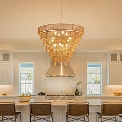 YOMECOO 31.49" Large Rattan Chandelier Vintage