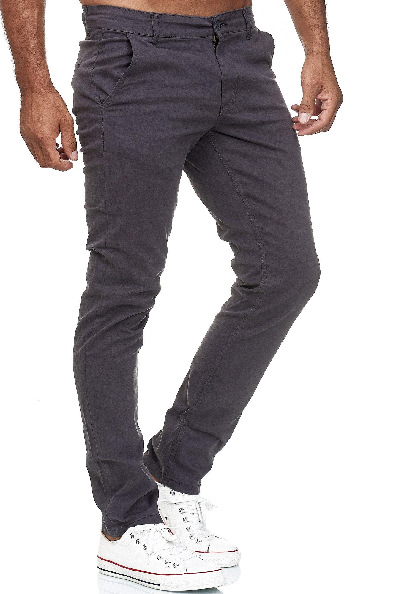 Elara Herren Chino Hose Slim Fit Stretch Chunkyrayan MEL009-Anthrazit-31/34 3