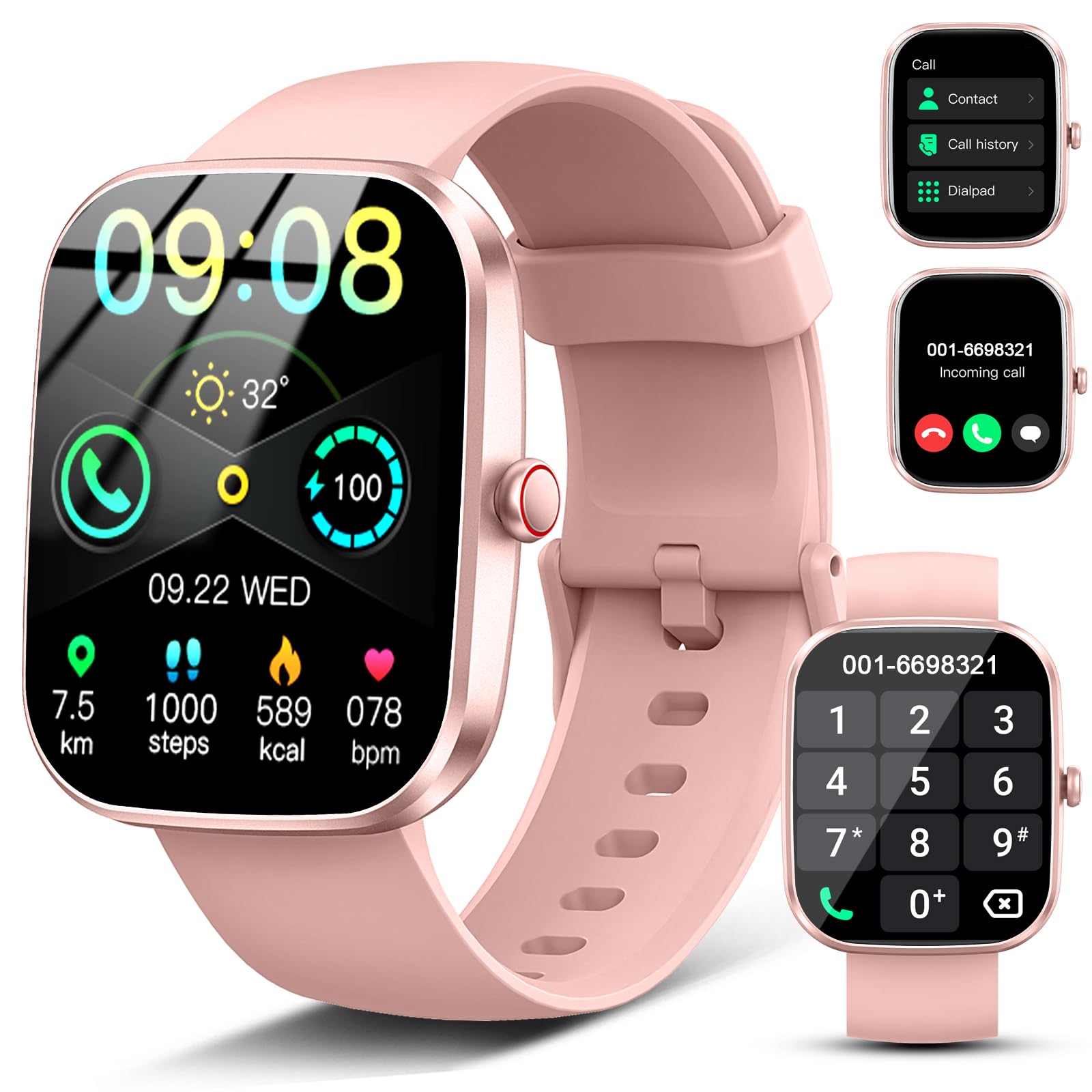uaue Smart Watch for Women, Smartwatch (Answer/Make Call), Sports Modes IP68 Waterproof Step Counter for Android iOS