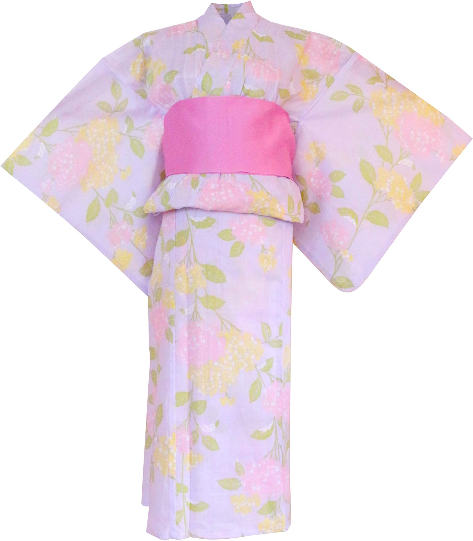 myKimono Women's Traditional Japanese Kimono Yukata with Obi Belt y595