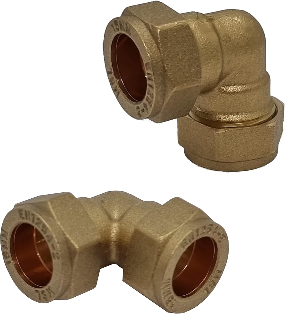 Pipestation 15mm Compression Elbow Connectors Pack of 2 Brass