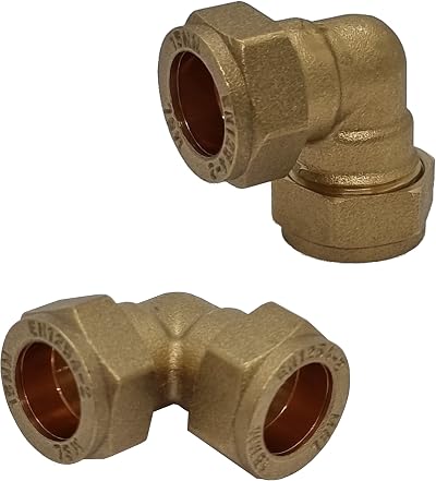 Pipestation 15mm Compression Elbow Connectors Pack of 2 Brass