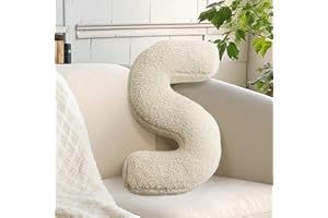 huraty Ivory Alphabet S Pillow Decorative Sofa Couch Throw Pillow Novelty Nursey Playroom Decor Toddler Gifts (S, 14.9" Lx11.8 W)