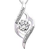 ALOV Jewelry Sterling Silver "grandmother granddaughter" Love Cubic Zirconia Pendant Necklace