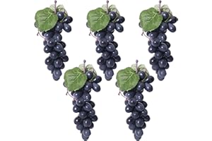VEOAY 5 Bunches Fake Grapes Rubber Grape Bundles Fake Fruits for Home House Kitchen Party Wedding Photography Decor - Black