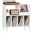 LELELINKY Large Record Player Stand, Turntable Stand with Storage, Vinyl Record Holder with Display Area, Record Player Table Holds Up to 300 Albums, Record Stand for Music room Living Room-White