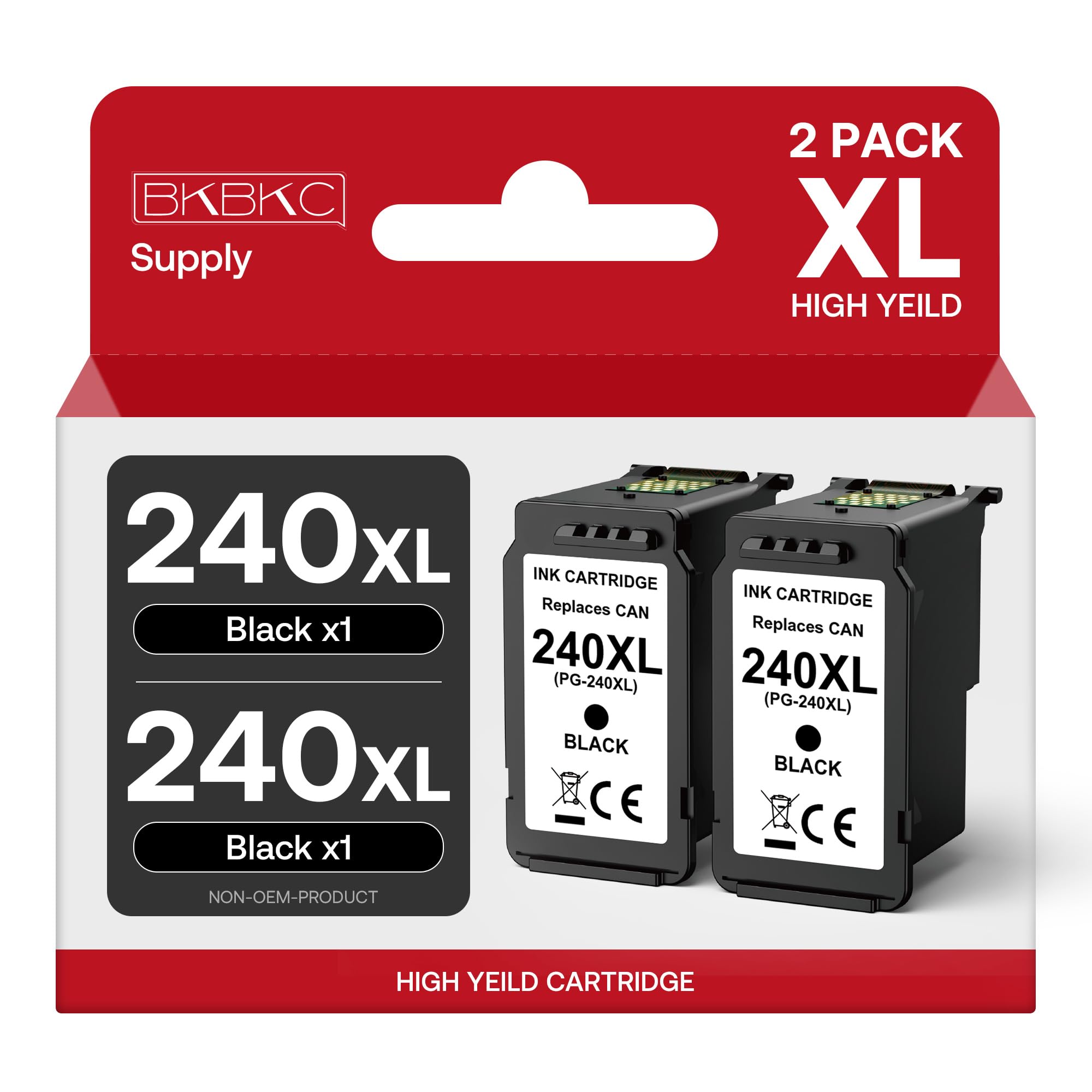 Photo 1 of BKBKC 240XL Black Ink Cartridge Combo Pack Replacement Compatible for Canon PG-240XL for PIXMA TS5120 TS5100 MX472 MG3620 MG3600 MG3520 MG2120 MG3222 (2 Black)