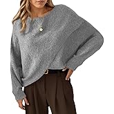 Saodimallsu Womens Oversized Batwing Sweaters Long Sleeve Crew Neck Poncho Slouchy Knit Asymmetrical Pullover Tops