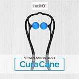 CuraCane Handheld Massager Neck, Back, Shoulders Knees by IntiMD | Тrigger Point Occipital Massage Stick Tool with Balls for Self Muscle Deep Tissue Massage, Relaxation, Tension Relief ● Lightweight