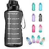 4AMinLA Motivational Gallon Water Bottle with Time Marker & Straw, Large Capacity Leakproof BPA Free Fitness Sports Water Jug