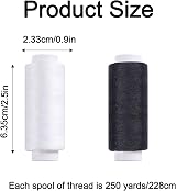 AUERVO 6 Pack Black & White Sewing Thread 250 Yards Polyester view 2