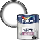 Dulux Soft Sheen Emulsion Paint Walls Ceilings Pure Brilliant White 2.5L