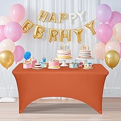 2 Pack 6 Feet Orange Spandex Tablecloth for