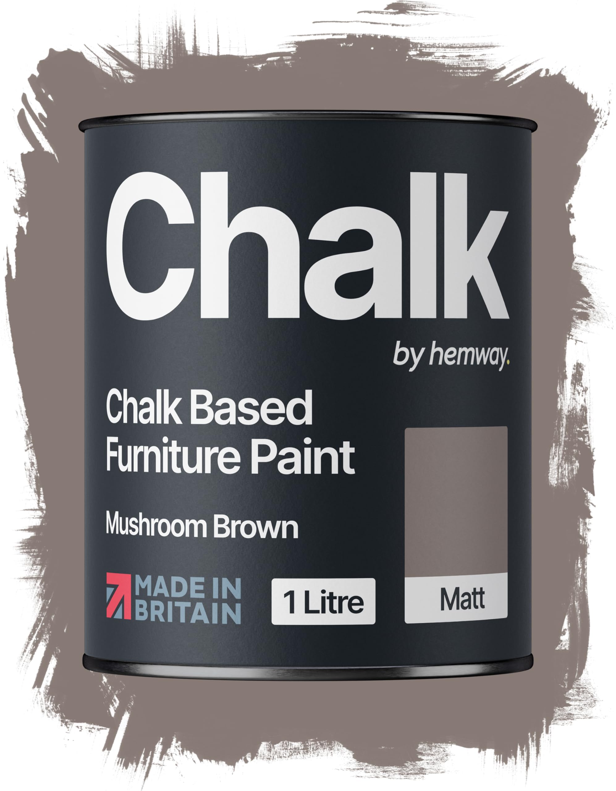 Hemway Chalk Based Furniture Paint, Mushroom Brown 1L, Matt Finish Shabby Chic, Chalk Paint Furniture & Walls, Quick Dry & 1 Coat
