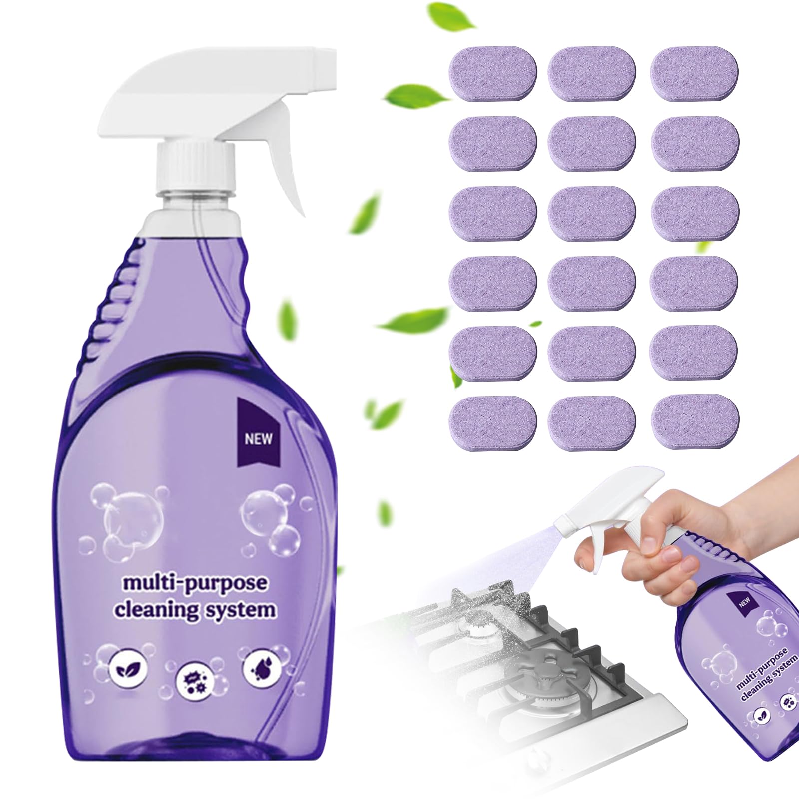 Photo 1 of *Missing Parts*
Iiglitch All-In-One Multi Purpose Cleaning System for Ovens, All-Purpose Cleaning Spray with Cleaning Tablets, Multi-Surface Cleaner for Home Instant Stain Removal (1 Bottle+18 Pcs)