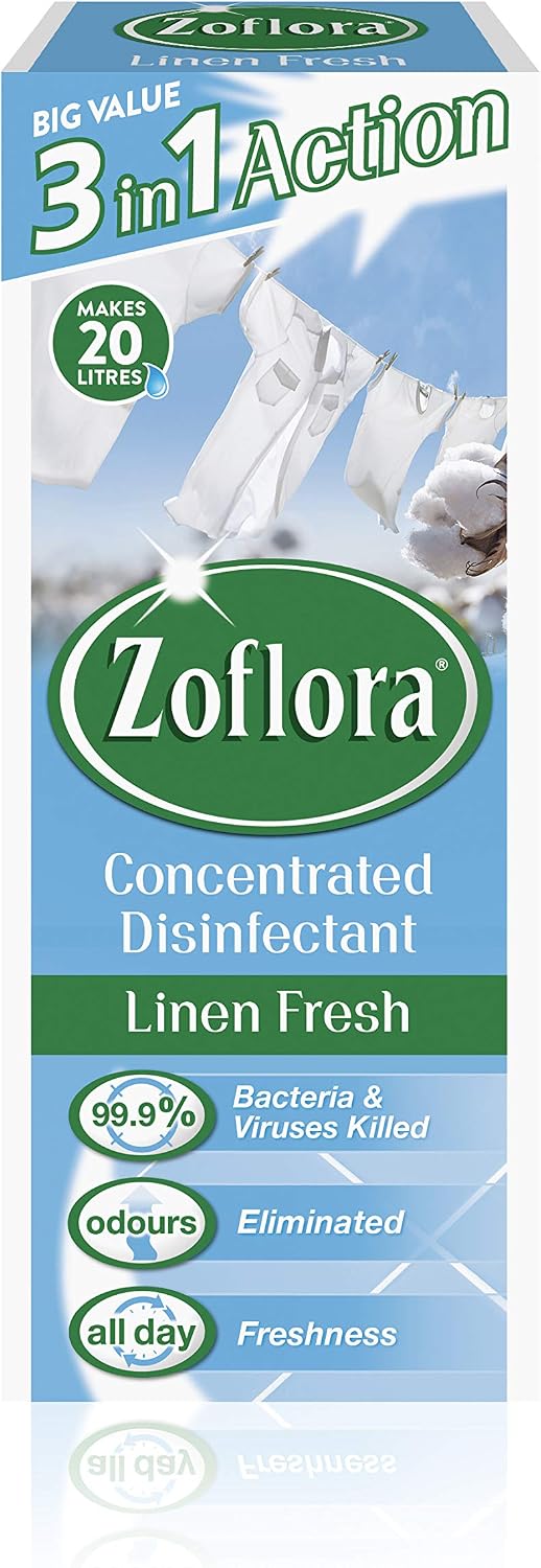 Zoflora Linen Fresh All Purpose Concentrated Disinfectant Liquid 6 X 500 ml, Antibacterial and Multi-Surface