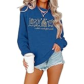 FRYAID Magic Kingdom Sweatshirts Women Funny Embroidered Magical World Castle Shirt Family Holiday Long Sleeve Pullover Tops
