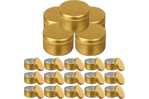 Artibetter Empty Storage Containers 24pcs Candle Tins 2oz Aluminum Tins Mini Round Empty Candle Containers Tin Jars with Lids for Candle Making Spices and (Golden) Metal Tea Light Tins