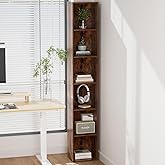 QieerHior Tall Narrow Bookshelf 6-Tier Bookcase,70.5" Skinny Thin Corner Shelf Slim Storage Cabinet,Wood DVD CD Media Cube Or