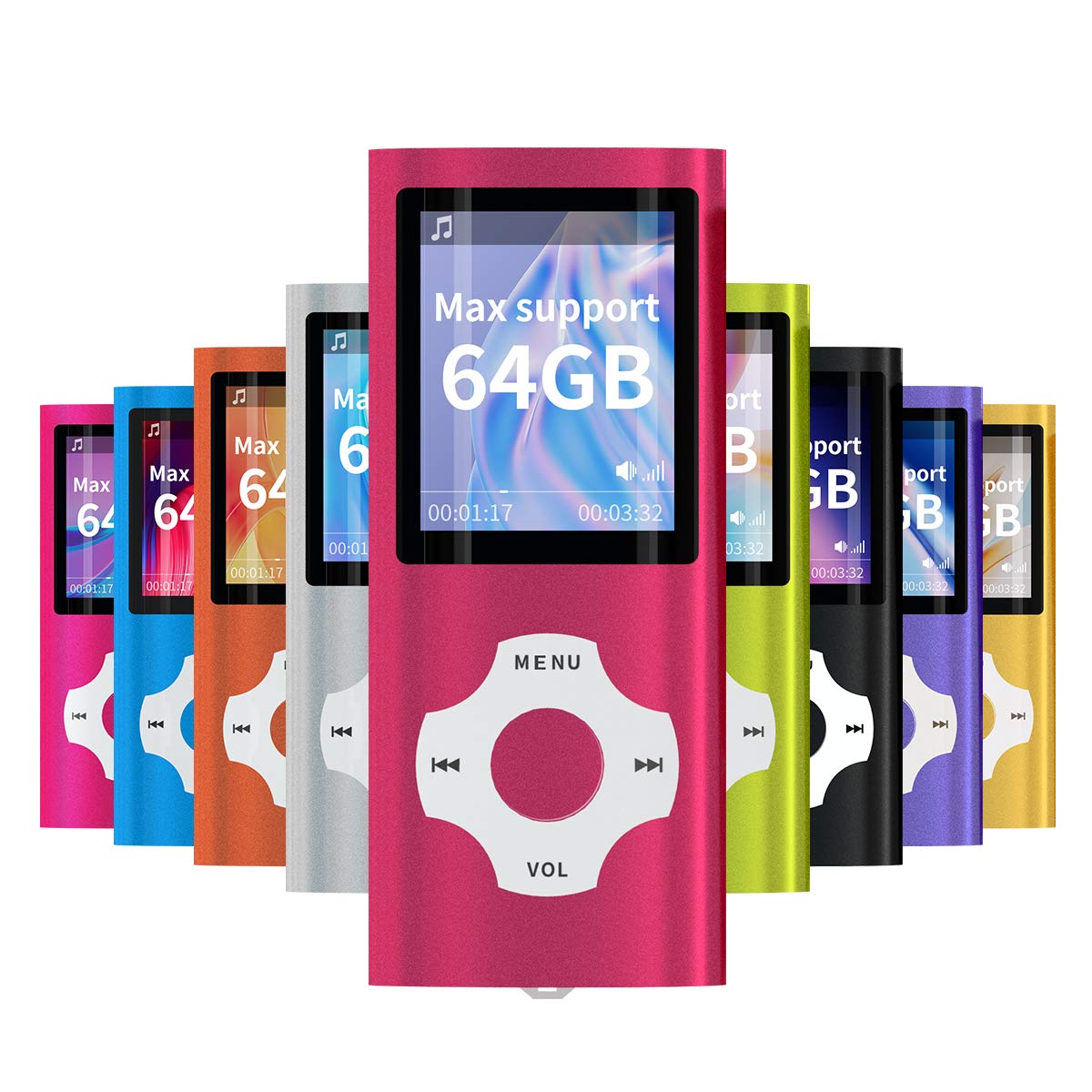Mymahdi MP3/MP4 Portable Player,Red With 1.8 Inch LCD Screen and memory Card Slot,Max Support 128GB memory Card Card