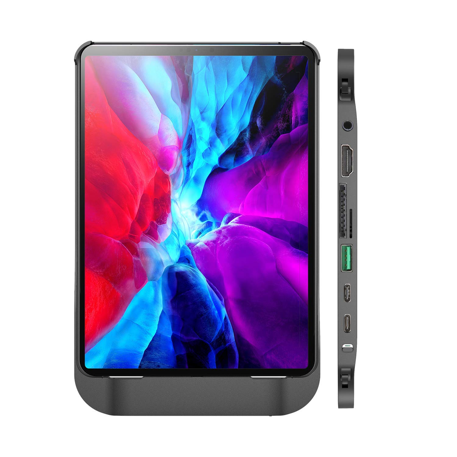 Fledging Hubble 7-in-1 USB-C Hub and Case For 12.9" iPad Pro 2018-2021 - Space Grey