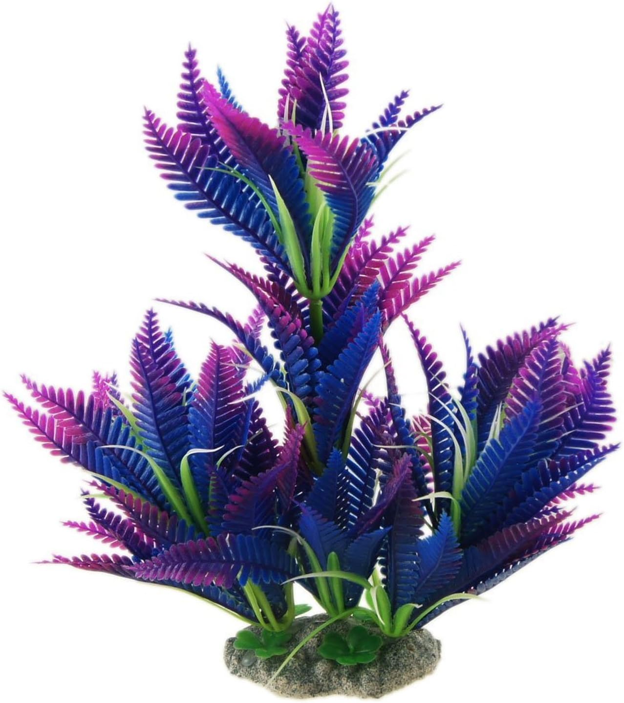 Beetest-Plastic Coconut Tree Leaf Shape Artificial Water Aquatic Plant Fish Tank Aquarium Landscape Decoration Ornament Blue + Purple