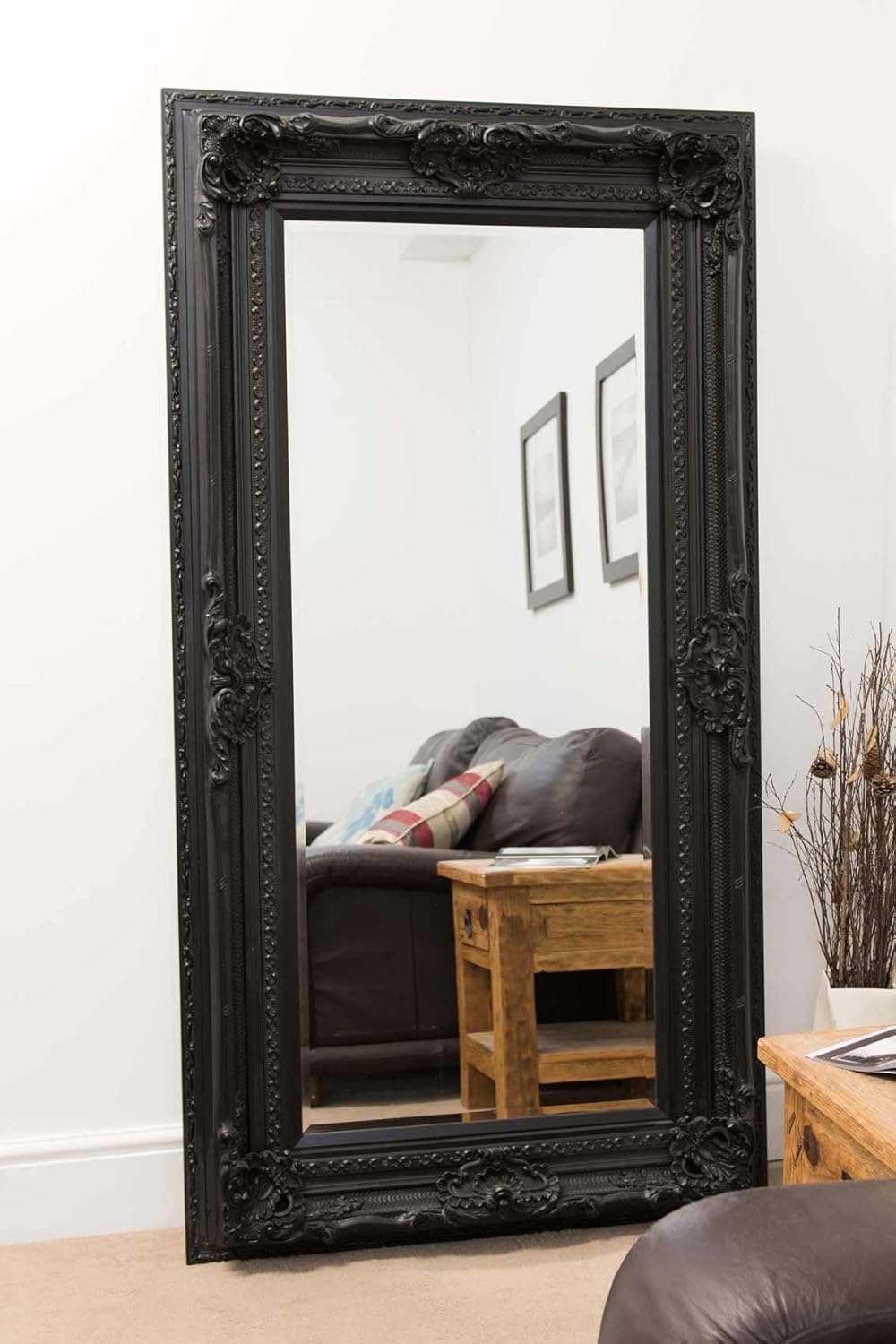 Grosse Sehr Kunstvoll Schwarz Shabby Chic Abgeschragten Wandspiegel 6 Ft X 3 Ft2 182 Cm X 96 Cm Amazon De Kuche Haushalt