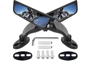 SCERYMO Motorcycle Mirrors Large Size, Rotating Stealth Mirror Wind Wing Side Mirrors, Wide Angle Rearview Mirror for Kawasaki Ninja 300 400 650 ZX-6r Honda CBR300R CBR500R CBR600RR Suzuki GSXR 600 750 Ducati