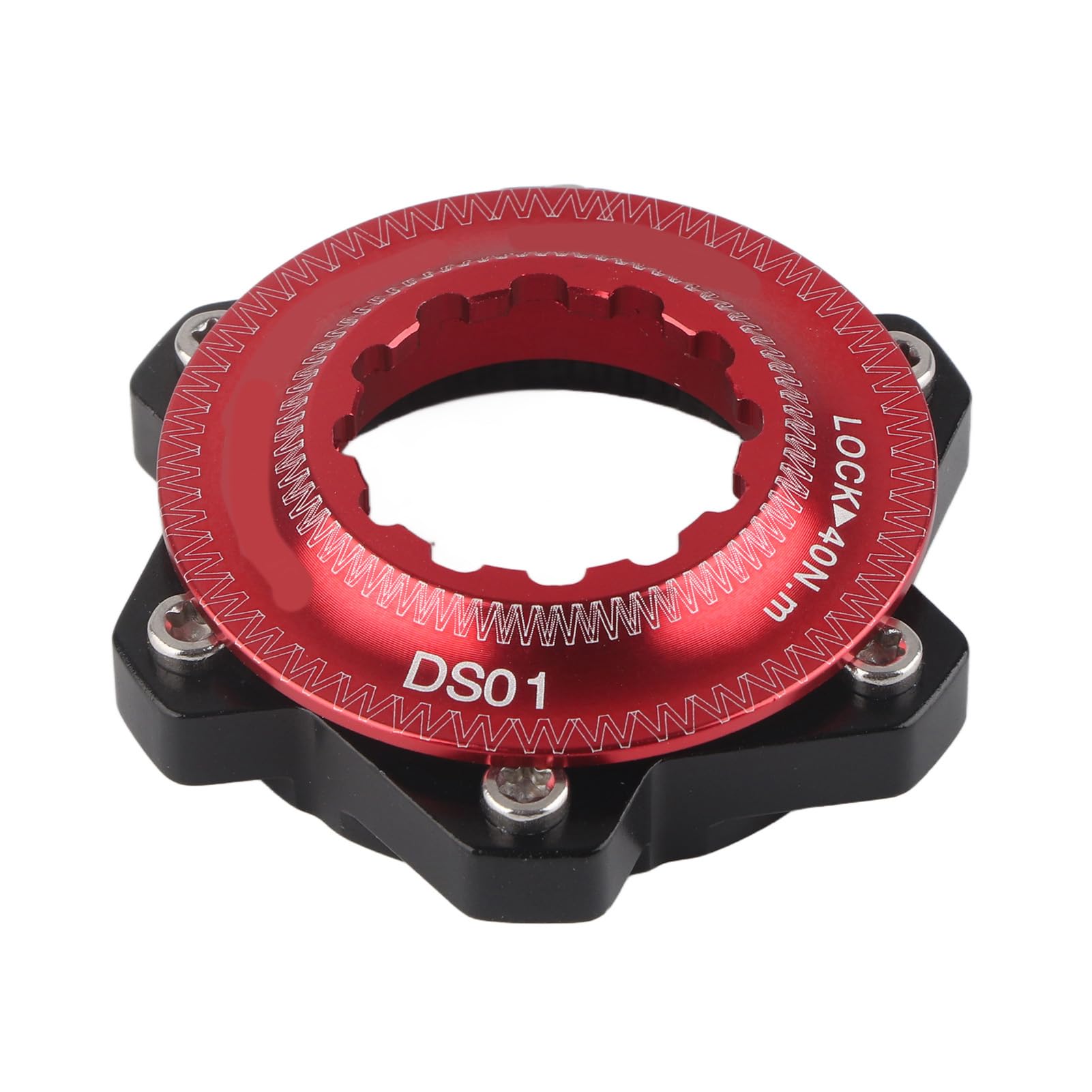 Bike Disc Brake Rotor Adapter Set, Aluminum Alloy Center Lock, Easy Install, High Strength, Rust Resistance, Converts Center Lock Hub to 6 Bolt Disc with 44MM Hole Pitch, (Red
