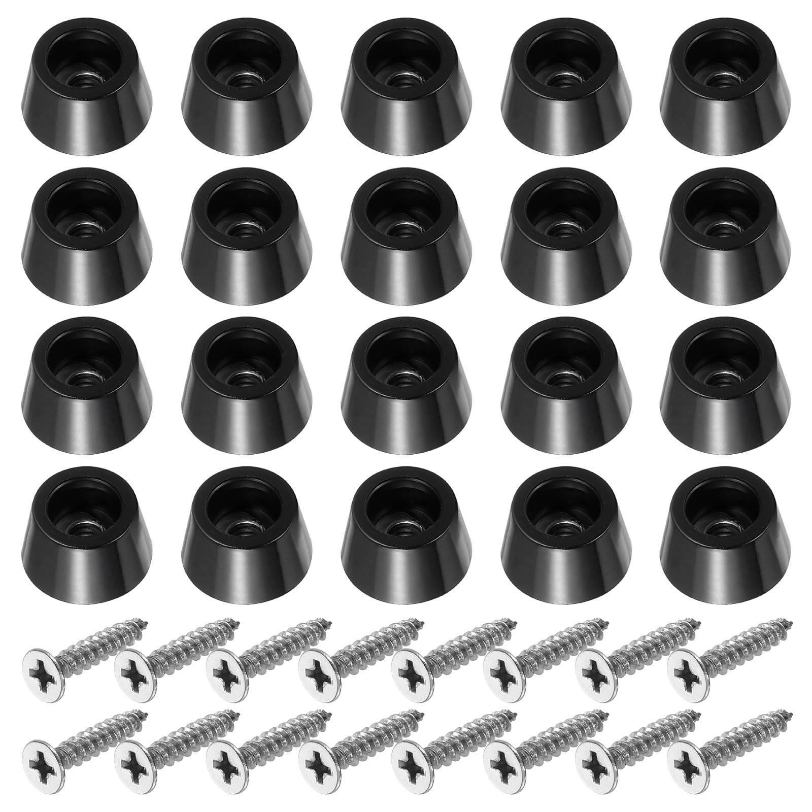 PATIKIL Cutting Board Feet,20 Pieces Non Slip Rubber Feet Bumpers with 304 Stainless Steel Screws for Cutting Board Furniture Chairs Desks 0.71"Wx0.39"H, Black