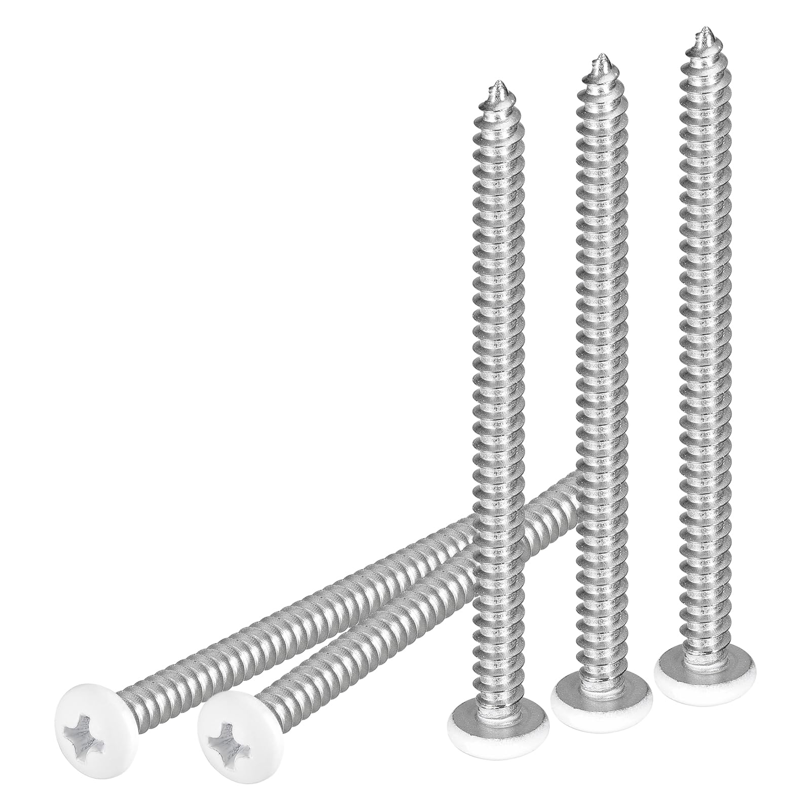 DTGN #10x2-1/2" White Screws 100Pack - 304 Stainless Steel Pan Head Phillips Sheet Metal Screw Self-tapping Screw Wood Screws — image 1