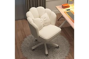 HDHNBA Vanity Chair Velvet Petal Desk Chair Upholstered Modern Tufted Home Office Chair with Back, Height Adjustable Computer Task Chair for Bedroom Living Room