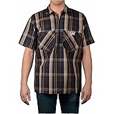 Ben Davis Men's Short Sleeve Plaid Half-Zip Work Shirt