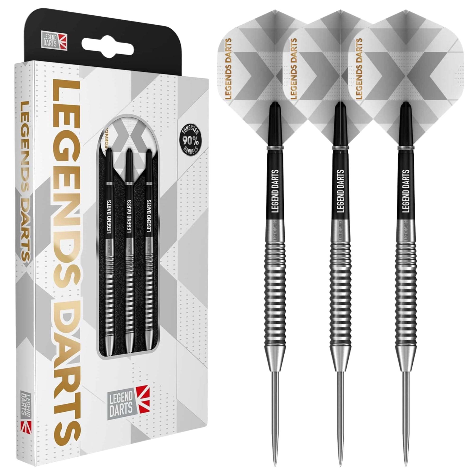 Legend Darts | Steel Tip Darts Set | 90% Tungsten | Pro Series | V21 | Square Cut | Available in Multiple Weights. (24, Grams)