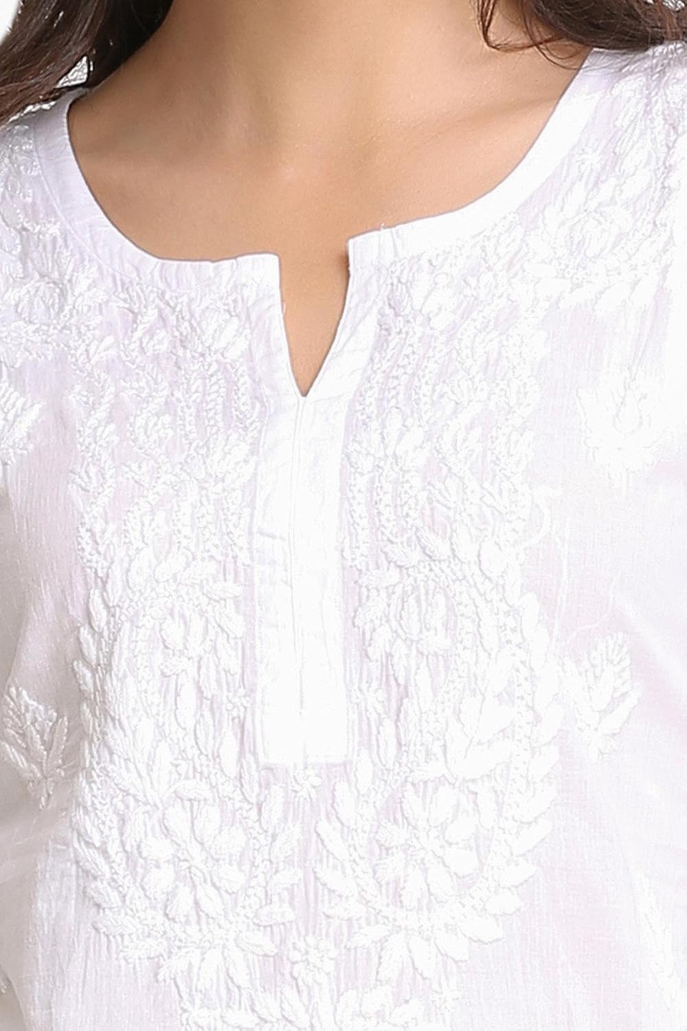 ada handcrafted lucknow chikan regular wear cotton short top tunic a208704