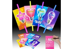 Leetous Valentines Day Glow Sticks Cards for Girls 24 Pack, Valentine Class Exchange Gifts for Kids, Valentine School Classroom Party Favors Prizes Treats for Toddlers