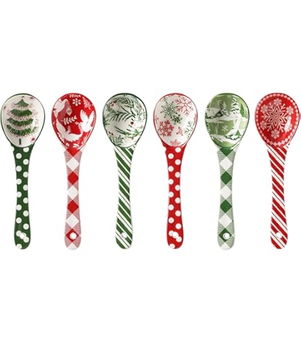 Lot De 6 Cuillères à Café De Noël En Acier Inoxydable Avec Pendentif De