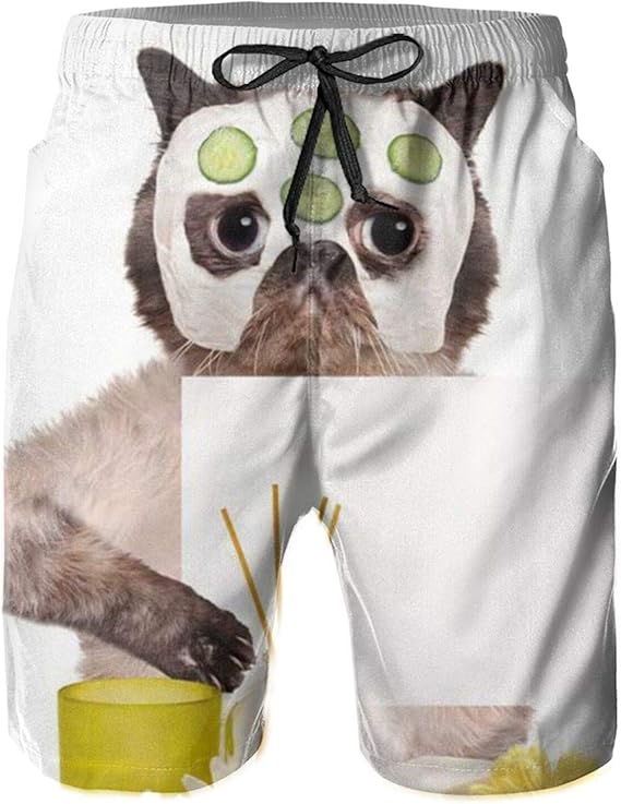 HPOPLACE Men's Swim Trunks Funny Kitten Cat Spa Quick Dry Beach Short