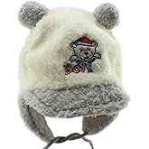 For You Baby Boy Warm Ear Flap Winter Pom Pom Beanie hat White Grey