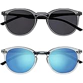 OPULIZE MET Reading SunGlasses for Women Men, Large Frame with UV400 Protection, Grey,Clear +1.5 (Pack of 2)
