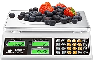 Bromech Price Computing Scale, 66lb Digital Commercial Food Meat Produce Weighing Scale with Green Backlight Large LCD Displa