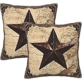 Droerfes Western Texas Star Throw Pillow Covers Set of 2 Couch Pillow Case Decoration Cushion Covers for Sofa Home Living Room Bedroom Outdoor 18X18 Inch