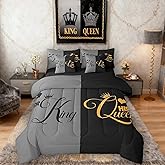 Erosebridal King and Queen Bed in a Bag King Size Comforter Set 7 Pieces,Her King and His Queen Crown Sheet Set,Romantic Valentine's Day Bedding Set 50th, Couple Gifts for Him and Her