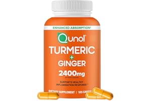 Qunol Turmeric Curcumin with Black Pepper & Ginger, 2400mg Turmeric Extract with 95% Curcuminoids, Extra Strength Supplement, Enhanced Absorption, Joint Support Supplement, 105 Count