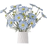 Uznaeoi Daisy Artificial Flowers,6PCS Light Blue Daisy Flowers 23.62'' Wild Flowers Artificial Faux Cosmos Flower Stems for Wedding Party Home Garden Decoration(Light Blue)