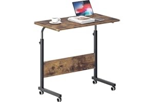 SogesPower 31.5 inches Mobile Laptop Desk Adjustable Height Stand Side Table with Wheels Workstation Laptop Computer Stand Be